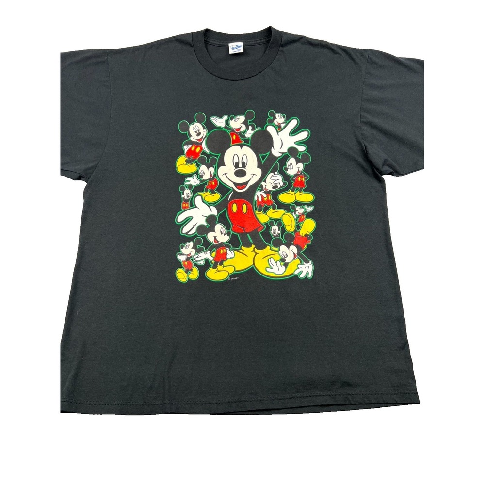Vintage Mickey Mouse Velva Sheen T Shirt Mens 2XL Black Graphic Print Outdoor